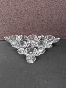 A Collection of Nine EAPG Central Glass Works Krystol Chippendale Individual Open Salt Cellars