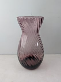 A Decorative Amethyst Optic Ribbed Swirl Glass Vase