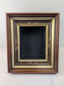 Antique Gilt and Ebonized Sgraffito Style Multi-Layered Shadow Box Frame, 17th-19th Century