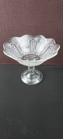 Antique EAPG Pressed Glass Footed Compote with Starburst and Geometric Pattern