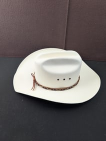 HAT BIZ White Woven Western Cowboy Hat, Size L