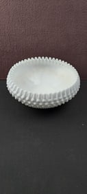 Fenton Art Glass Hobnail Milk Glass Ruffled Footed Bowl