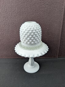 Fenton #3804 Hobnail Milk Glass 3-Piece Pedestalled Fairy Lamp