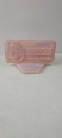 Fenton Rosalene Art Glass Dealer Logo Plaque & Base