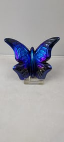 1993 Boyds Iridescent Glass Butterfly Sculpture, Blue Purple Green