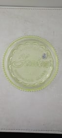 Fenton Authentic Handmade Uranium Vaseline Glass Logo Plate
