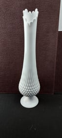 Vintage Fenton White Hobnail Milk Glass Swung Footed Vase