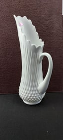 Fenton Milk Glass Hobnail Swung Pitcher Vase, #3760