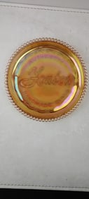 Fenton Marigold Carnival Glass Logo Plate