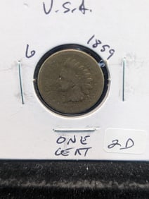 1859 CN Indian Head Penny - Pre Civil War!