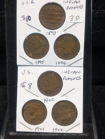 1893, 1895, 1896, 1900, 1901, 1902 Indian Head Pennies