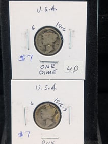 1916 P & S Silver Mercury Dimes - Better Teen Dates! - First Year!