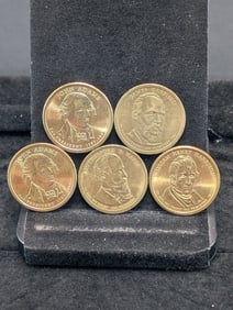 (5) Presidential Dollars (2) Adams, Hayes, Harrison, Garfield
