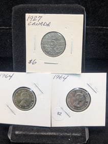 1927 & (2) 1964 Canadian Nickels