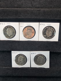 1973-S, 1974-S, 1976-S, 1977-S, & 1978-S Proof Clad Ike Dollars.