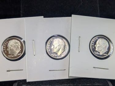 1992-S, 2004-S, & 2008-S 90% Silver Proof Roosevelt Dimes