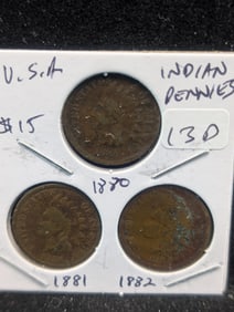 1880, 1881, 1882 Indian Head Pennies - Better 1880's Dates!