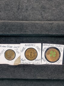Three Vintage Good Luck Tokens.
