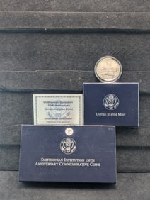 1996-D Smithsonian Institution Uncirculated Silver Dollar with Box & COA