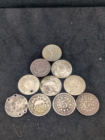 Ten Mixed Date Cull Shield Nickels.