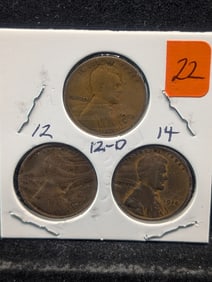1912, 12-D, 14 Lincoln Pennies
