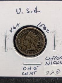 1862 CN Indian Head Penny - Civil War Era!