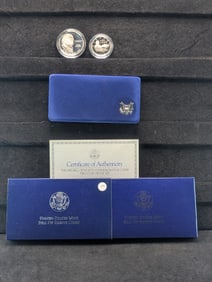 1993-S US Mint Bill of Rights Proof 90% Silver Dollar & 90% Half Dollar Set with Box & COA