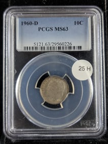 1960-D Roosevelt Dime. PCGS MS63. 90% Silver