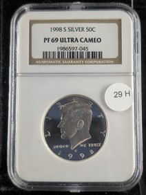 1998-S 90% Silver Kennedy Half Dollar. NGC PF 69 ULTRA CAMEO.