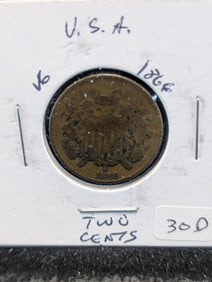 1866 Two Cent Piece - Post Civil War Era!