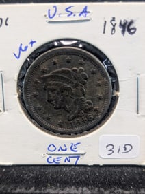 1846 Braided Hair Large Cent - 179 Years Old!