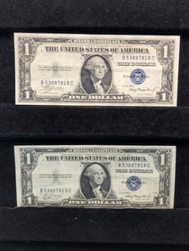 2-1935A $1 Silver Certificates - Consecutive Numbers-Crisp Unc