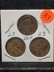 1923, 23-S, 25 Lincoln Pennies