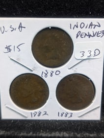 1880, 1882, 1883 Indian Head Pennies - Better 1880's Dates!
