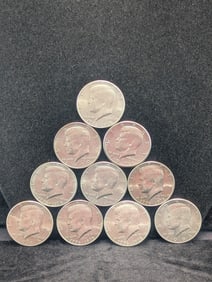 (10) Kennedy Half Dollars 1971-D, 1977, 1983-P, 1985-P, (6) 1976-P