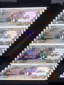 Four Donald Trump After the Shooting 2 Dollar Bills, Novelty, Crisp