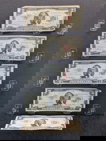 5 - $2 Red Seal Notes. (4) 1953 & (1) 1953-A , Circulated.