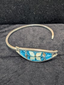 Silver Turquoise Bracelet, 13.3 Grams, Great Gift for Christmas!