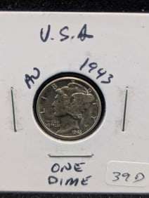 1943 Silver Mercury Dime - Better Grade!