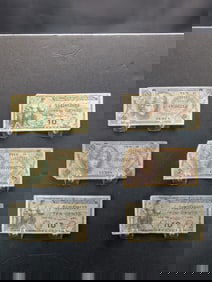 Lot Of 6 Pieces U.S. Military Payment Certificates. (MPC)