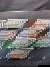 7 Pieces Older Canada Currency. $11 Face Value.