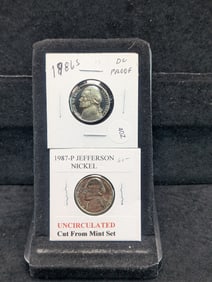 1986-P Unc & 1986-S Proof Jefferson Nickels