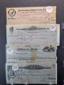 4 Vintage Bank Checks.