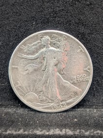 1942, WWII Era Walking Liberty Half Dollar, 90% Silver, 83 Years Old!