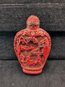 Vintage Chinese Cinnabar Snuff Bottle