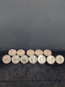 (12) Washington Quarters (5) 1965-P, 1966-P, (5) 1967-P. 1968-P