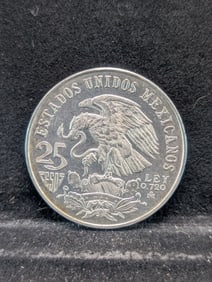 1968 Mexico 25 Pesos Olympic Commemorative, 22.5 Grams .720 Silver