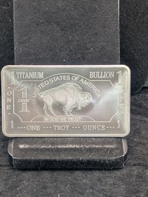 One Ounce - .999 Pure Titanium - Buffalo Style Art Bar, BU