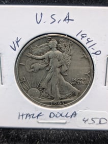 1941-D Silver Walking Liberty Half Dollar - WWII Era!