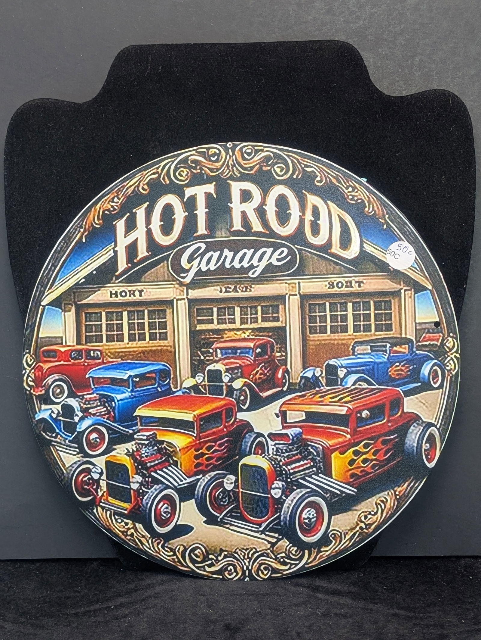 Hot Rod Garage, Metal Sign, 7.75x7.75 Inches-Dinner Plate Size, Perfect For Man Cave, Garage, etc.,: Hot Rod Garage, Metal Sign, 7.75x7.75 Inches-Dinner Plate Size, Perfect For Man Cave, Garage, etc., Holes to Hang Up, New